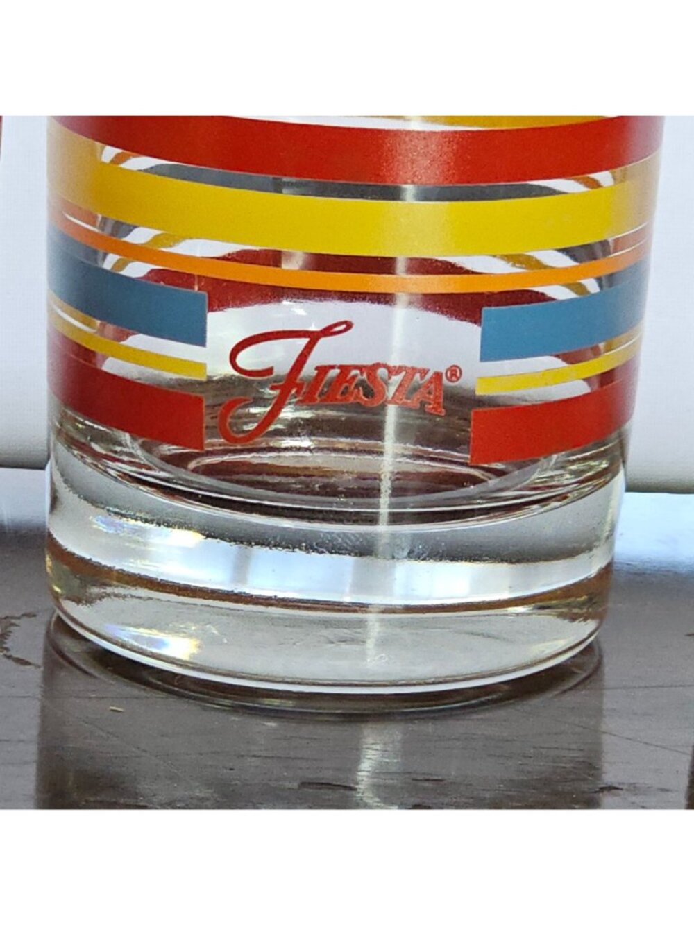 3 Scarlet Fiesta Juice Glasses 4.25" striped vintage retro style drinkware - Picture 6 of 7